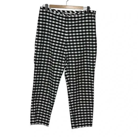 Talbots black and white gingham slacks with side zip and fake back pockets EUC - Picture 1 of 13